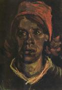 Vincent Van Gogh Head of a Peasant Woman with Red Cap (nn04) oil painting